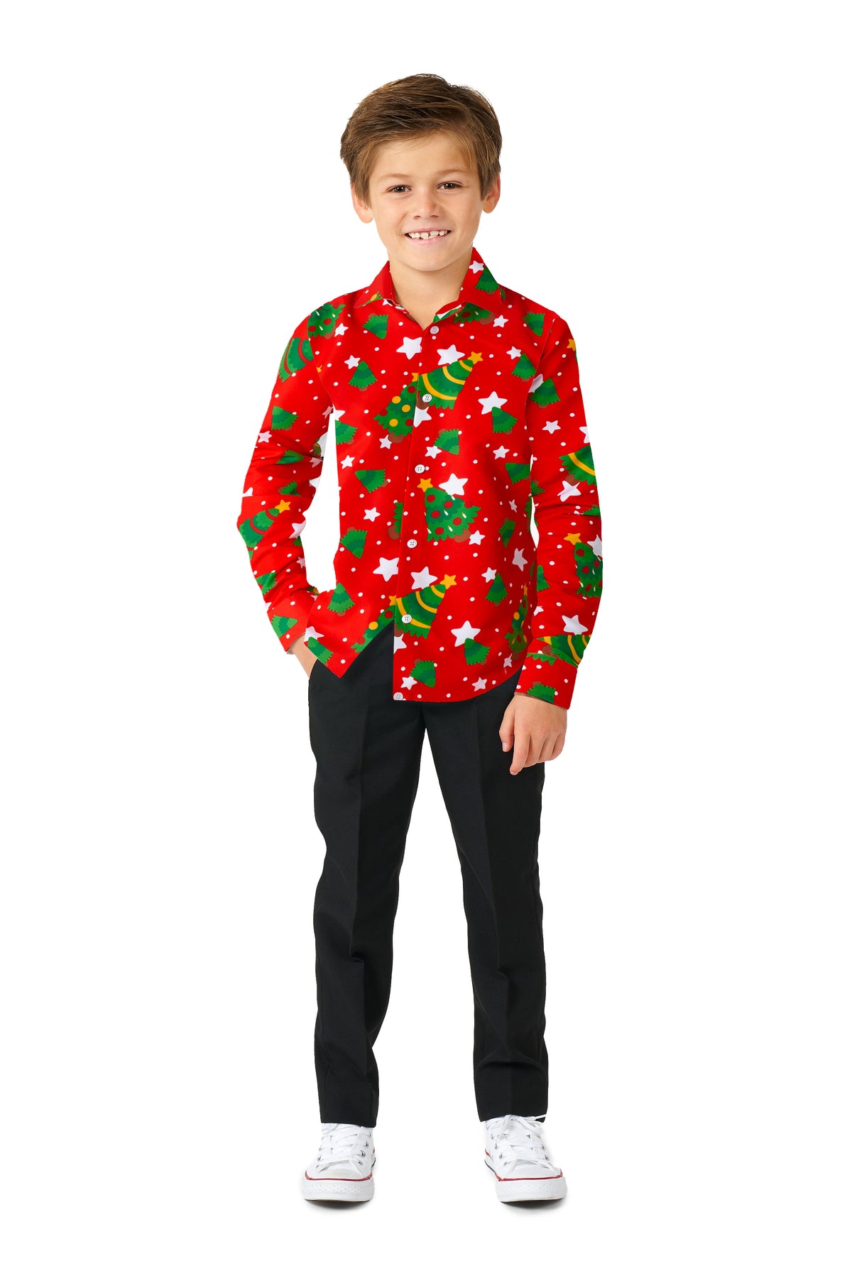 Chemise Suitmeister BOYS Christmas Trees Stars Red