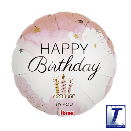 Ballon Aluminium Happy Birthday Pink 14