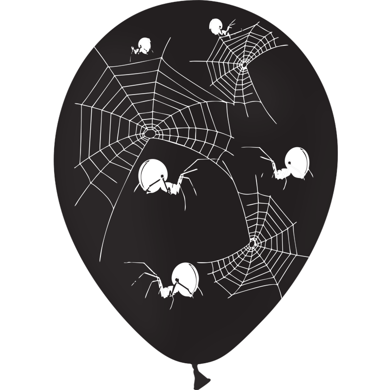 8 Ballons Latex HG95 Araignée Noir - PMS