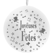 1 Ballon Latex HG3' Joyeuses Fêtes Blanc - PMS